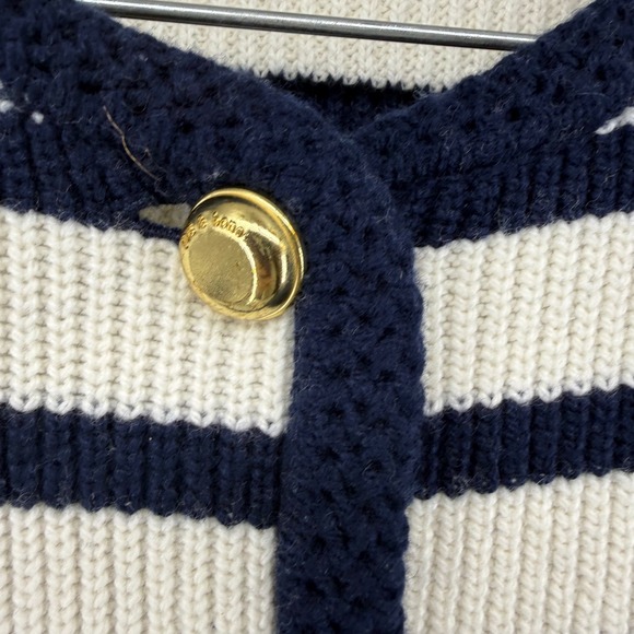 Rag & Bone Striped Cardigan Women Small Ivory Navy Blue Merino Wool Gold Button - Picture 4 of 11